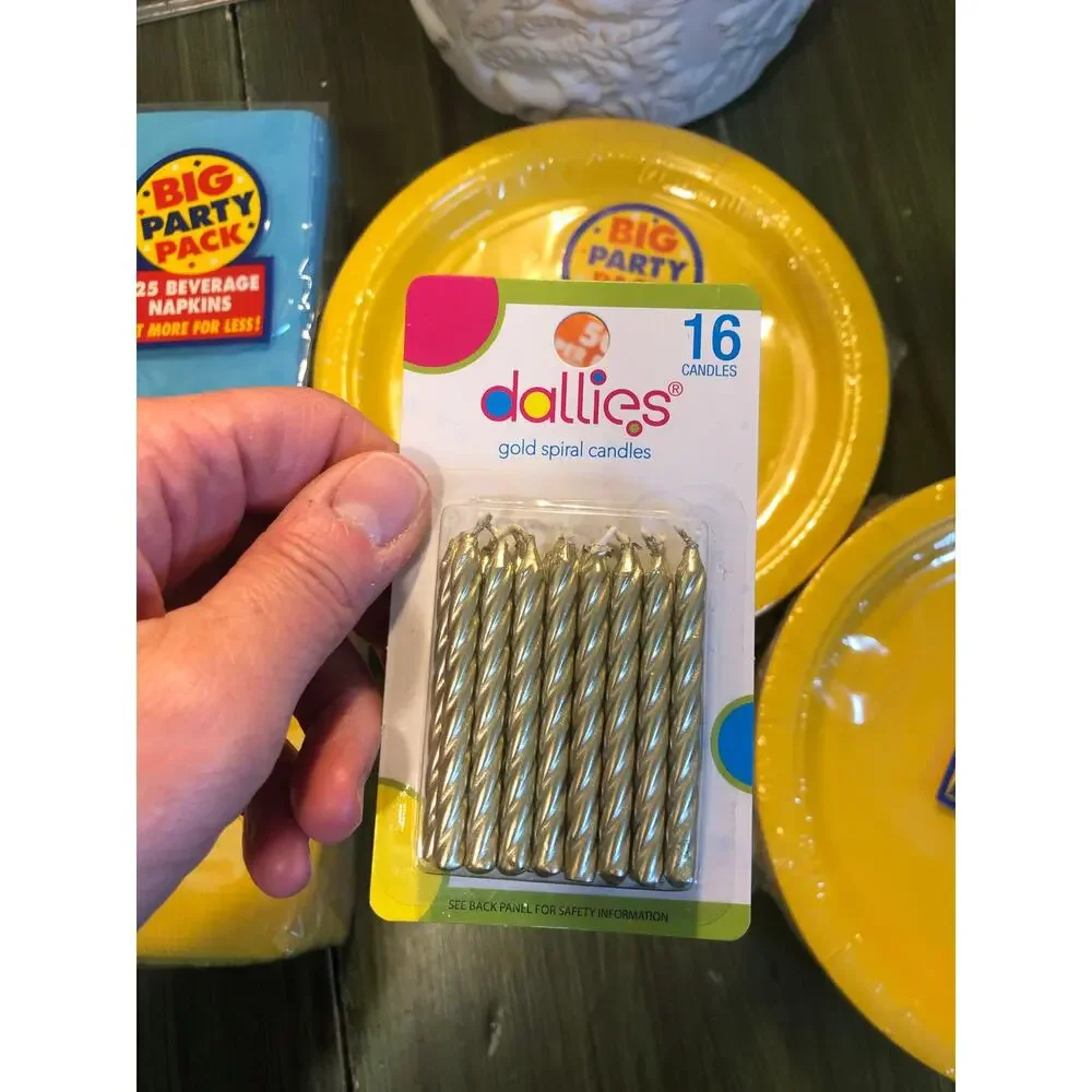 Dallies NEW Blue and Yellow Party Pack - Napkins, Small Plates, Candles